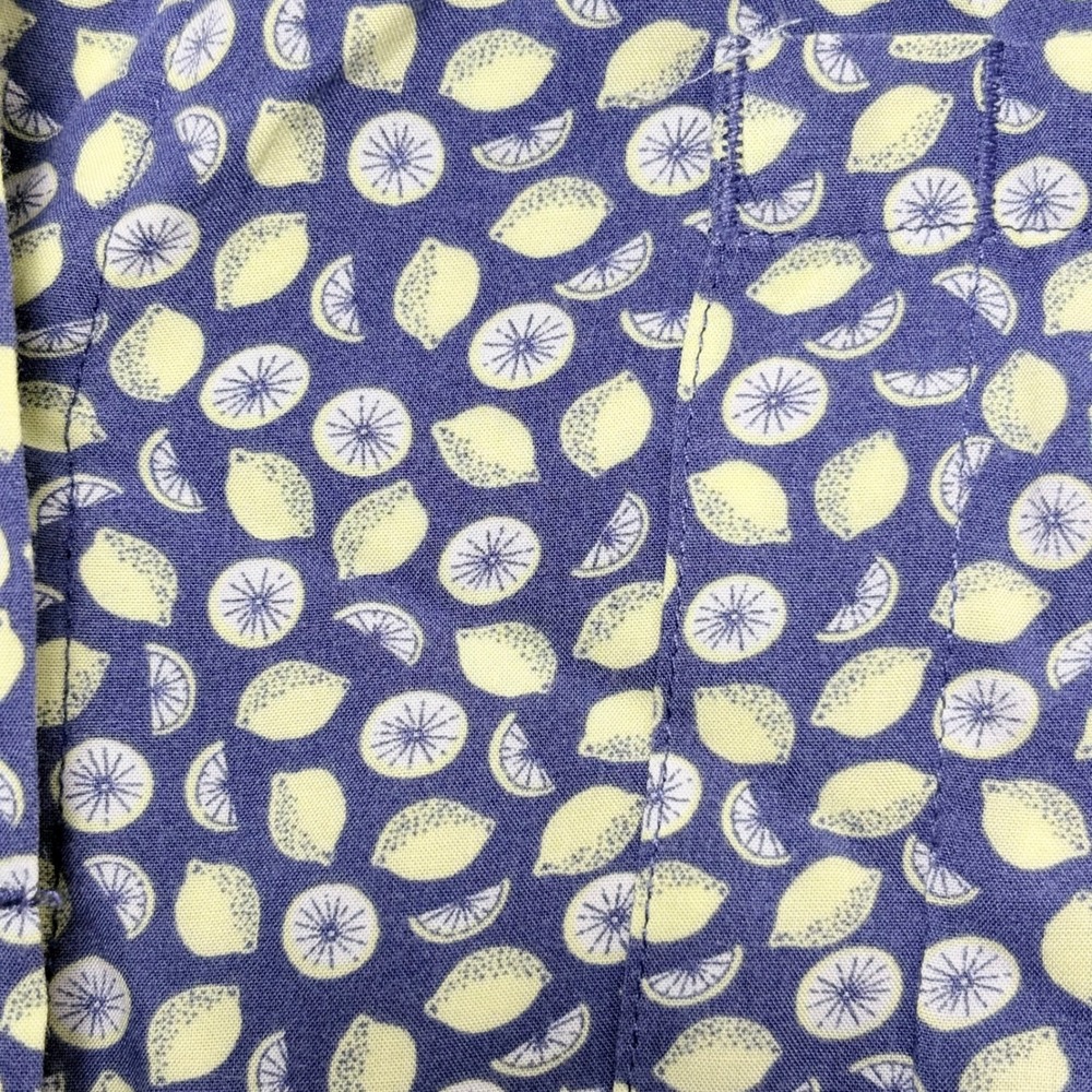 Betabrand Womens Blue Lemon Print Rayon Long Sleeve Blouse Size‎ L Fruit Print - Picture 9 of 9